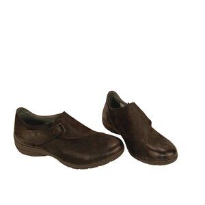 Bussola Women 9 Black Leather Bootie Comfort Low-cut Strap Closure Shoes